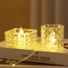 Square crystal candle lamp, LED simulation electronic candle, round candle cup, birthday and wedding atmosphere light, ins night light, candle, aromatherapy candle, glass candle cup, white candle, birthday shining candle Specification image